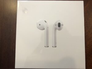 A box of the new apple airpods