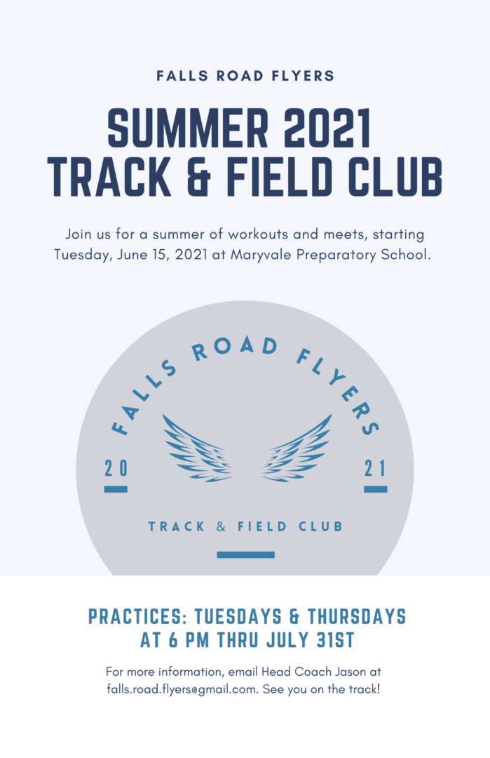 A flyer for the summer 2 0 2 1 track and field club.