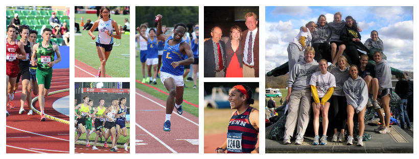 A collage of photos with people in the background.