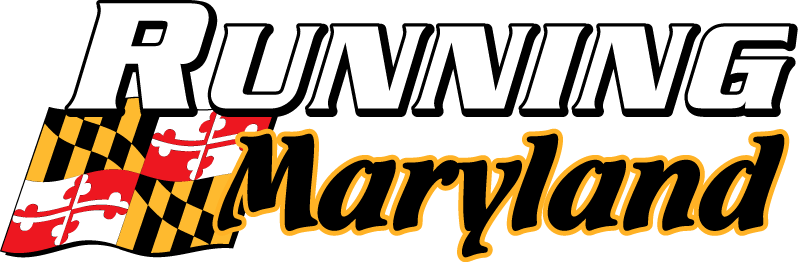 A black and white logo of the runner in maryland.