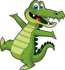A cartoon of an alligator with its mouth open.