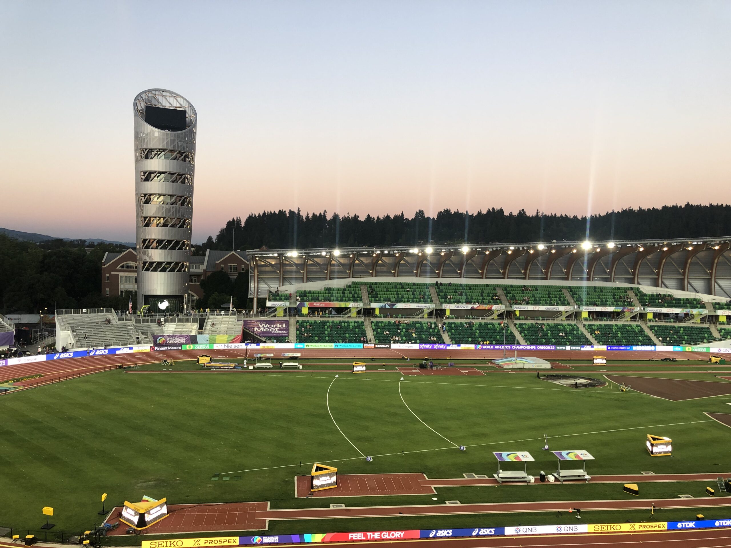 A stadium with many people on it