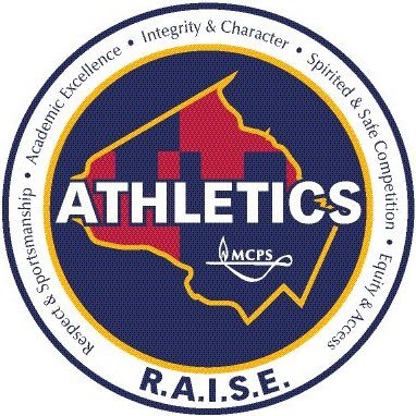 A blue and red logo for the athletics r. A. I. S. E.