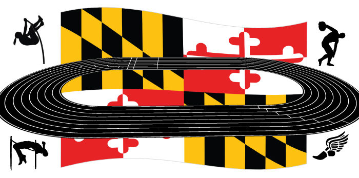 A guitar with the maryland flag on it.